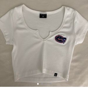 hype and vice white ribbed crop top 
embroidered Florida gators